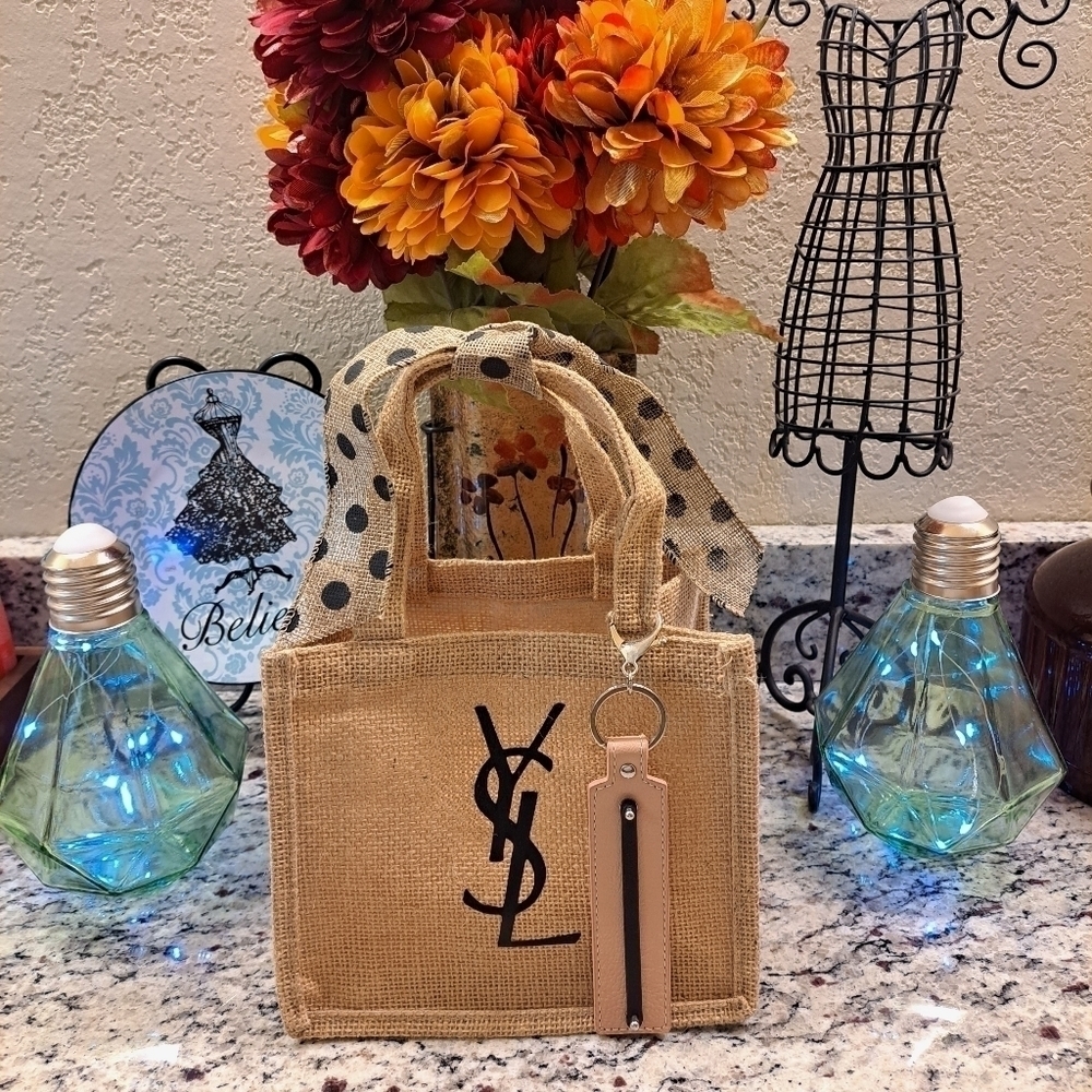 Handmade YSL burlap vintage looking 8x8 tote. Made to order - Picture 1 of 2
